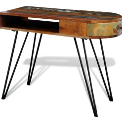 vidaXL Bureau met ijzeren poten massief gerecycled hout