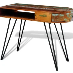 vidaXL Bureau met ijzeren poten massief gerecycled hout
