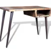 vidaXL Bureau met ijzeren poten gerecycled hout