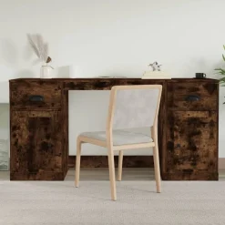 vidaXL Bureau met kast bewerkt hout gerookt eikenkleurig