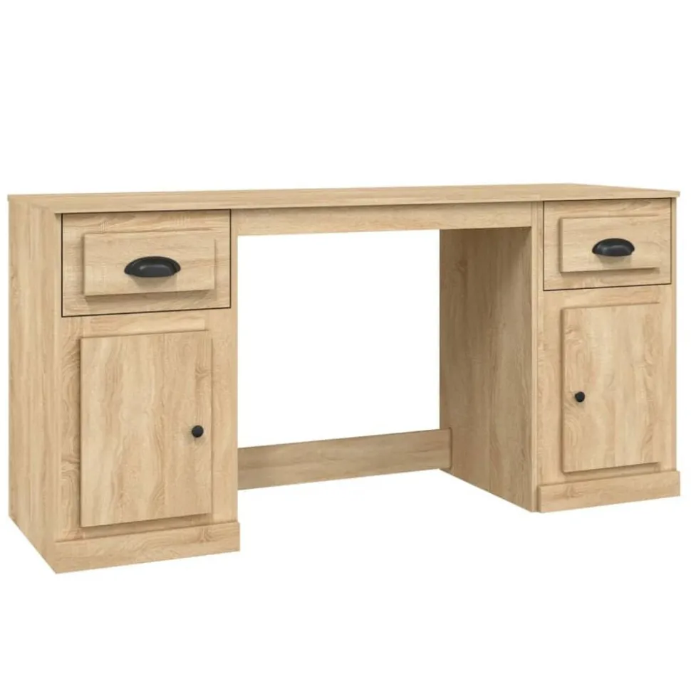 vidaXL Bureau met kast bewerkt hout sonoma eikenkleurig