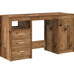 vidaXL Bureau met kast Oud hout Bewerkt hout