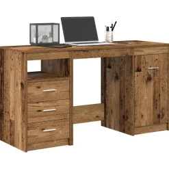 vidaXL Bureau met kast Oud hout Bewerkt hout