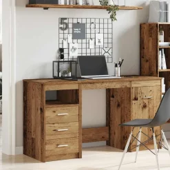 vidaXL Bureau met kast Oud hout Bewerkt hout
