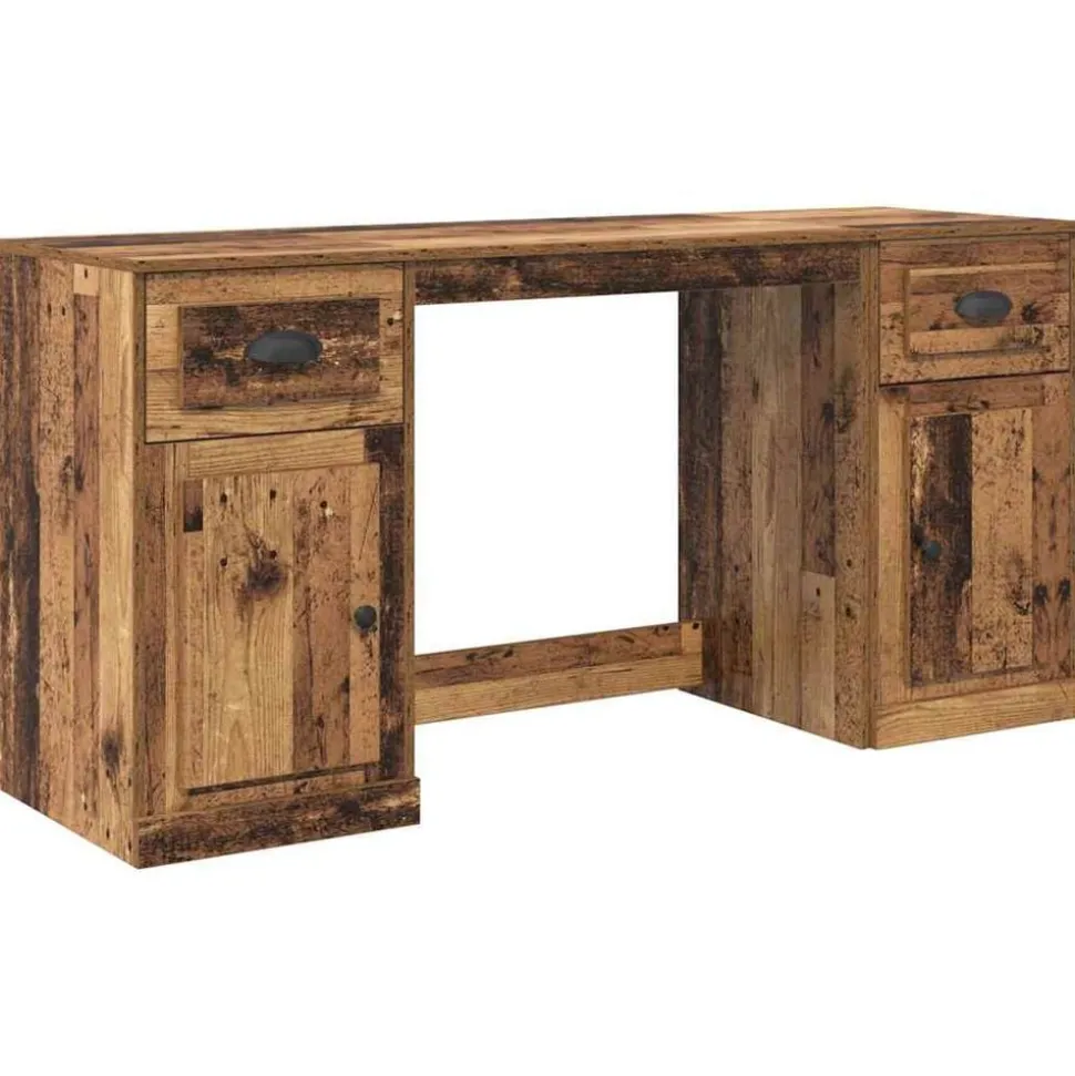 vidaXL Bureau met kast Oud Hout 154,5 x 50 x 75 cm Bewerkt hout