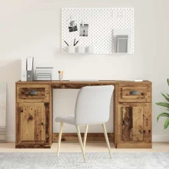 vidaXL Bureau met kast Oud Hout 154,5 x 50 x 75 cm Bewerkt hout