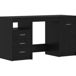 vidaXL Bureau met lade 2 pcs Zwart Eiken 140 x 50 x 76 cm Bewerkt hout