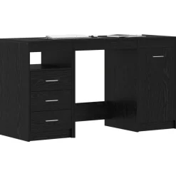 vidaXL Bureau met lade 2 pcs Zwart Eiken 140 x 50 x 76 cm Bewerkt hout