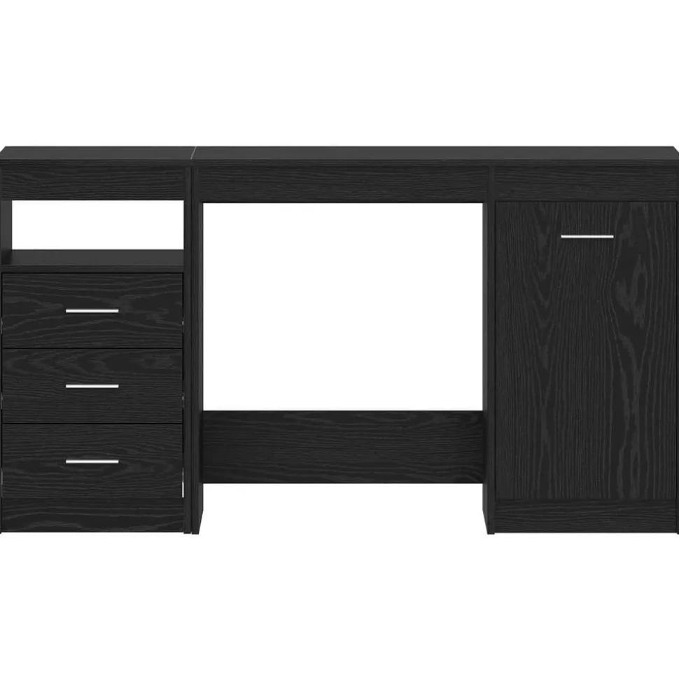 vidaXL Bureau met lade 2 pcs Zwart Eiken 140 x 50 x 76 cm Bewerkt hout