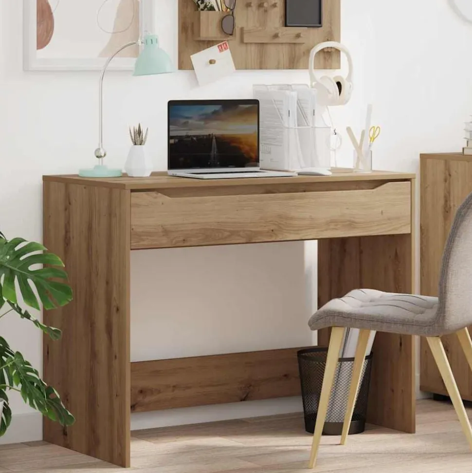 vidaXL Bureau met lade Artisan Eik 100 x 50 x 78 cm Geconstrueerd hout