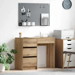vidaXL Bureau met lade Artisan Eiken 90 x 37,5 x 75 cm Bewerkt hout