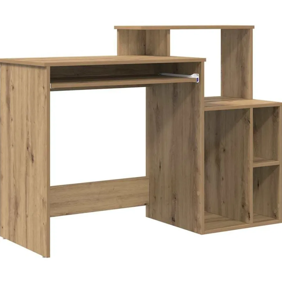 vidaXL Bureau met lade Artisan Eiken 120,5 x 44 x 88,5 cm Bewerkt hout
