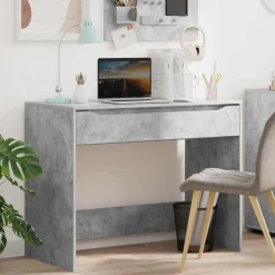 vidaXL Bureau met lade Beton Grijs 100 x 50 x 78 cm Geconstrueerd hout