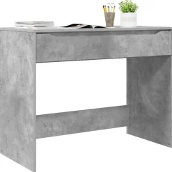 vidaXL Bureau met lade Beton Grijs 100 x 50 x 78 cm Geconstrueerd hout