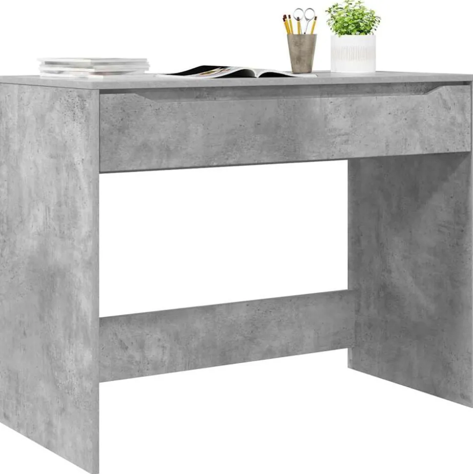 vidaXL Bureau met lade Beton Grijs 100 x 50 x 78 cm Geconstrueerd hout