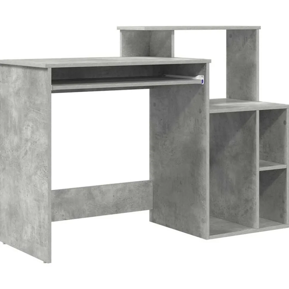 vidaXL Bureau met lade Beton Grijs 120,5 x 44 x 88,5 cm Bewerkt hout