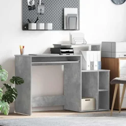 vidaXL Bureau met lade Beton Grijs 120,5 x 44 x 88,5 cm Bewerkt hout