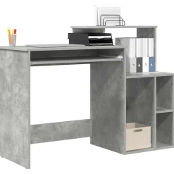 vidaXL Bureau met lade Beton Grijs 120,5 x 44 x 88,5 cm Bewerkt hout