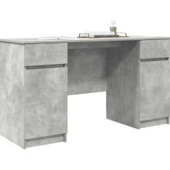 vidaXL Bureau met lade Betongrijs 140 x 49 x 76 cm Bewerkt hout
