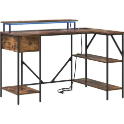 vidaXL Bureau met lade Gerookt eiken 120 x 79 x 86,5 cm Bewerkt hout