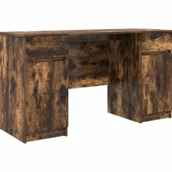 vidaXL Bureau met lade Gerookt eiken 140 x 49 x 76 cm Bewerkt hout