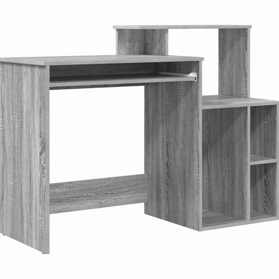 vidaXL Bureau met lade Grijs Sonoma 120,5 x 44 x 88,5 cm Bewerkt hout