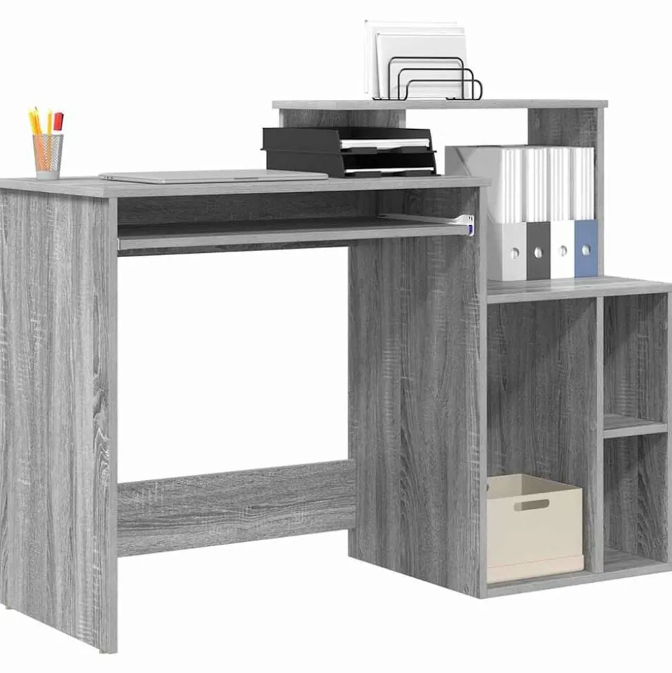 vidaXL Bureau met lade Grijs Sonoma 120,5 x 44 x 88,5 cm Bewerkt hout