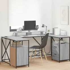 vidaXL Bureau met lade Grijs Sonoma 182 x 101 x 87,5 cm Bewerkt hout