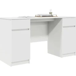 vidaXL Bureau met lade met plank Wit 140 x 49 x 76 cm Bewerkt hout