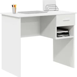 vidaXL Bureau met lade met plank Wit 90 x 49 x 75 cm Bewerkt hout