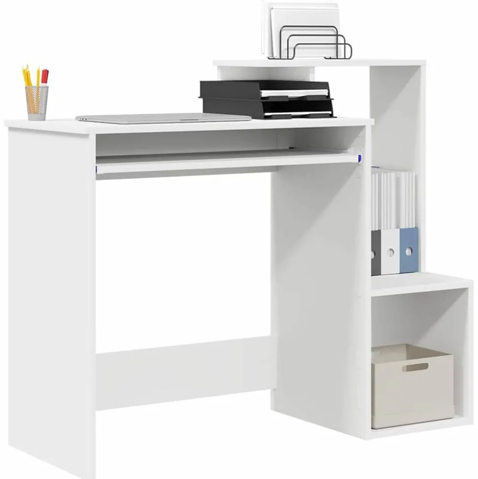 vidaXL Bureau met lade met plank Wit 106 x 41 x 88.5 cm Bewerkt hout