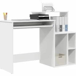 vidaXL Bureau met lade met plank Wit 120,5 x 44 x 88,5 cm Bewerkt hout