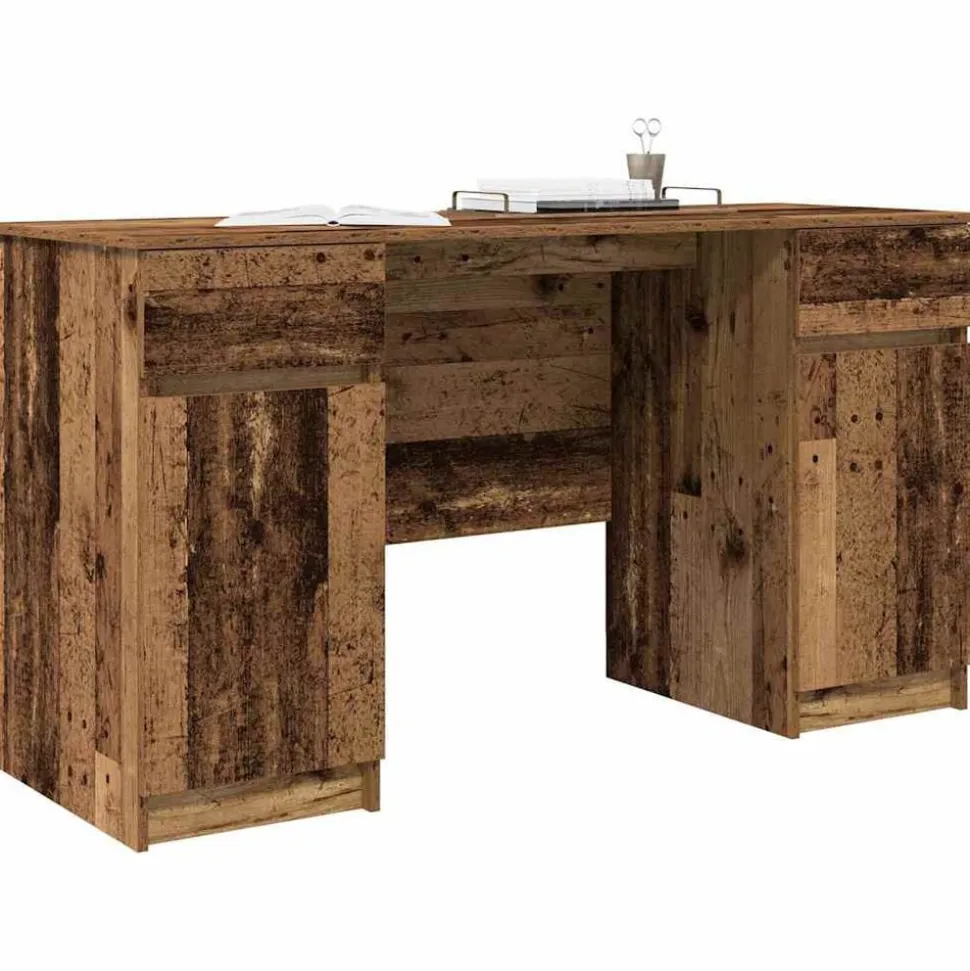 vidaXL Bureau met lade Oud hout 140 x 49 x 76 cm Bewerkt hout