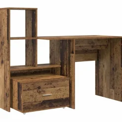vidaXL Bureau met lade Oud Hout 131,5 x 50 x 106,5 cm Bewerkt hout