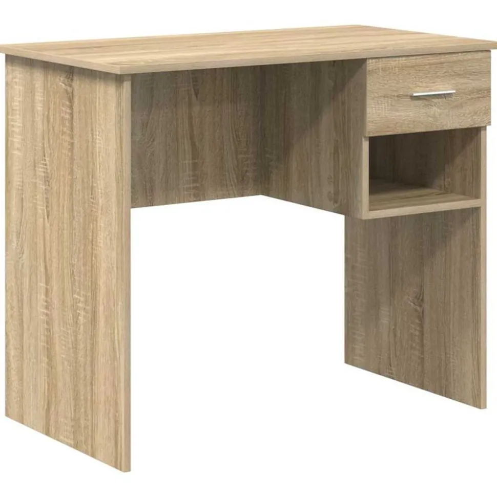vidaXL Bureau met lade Sonoma Eiken 90 x 49 x 75 cm Bewerkt hout