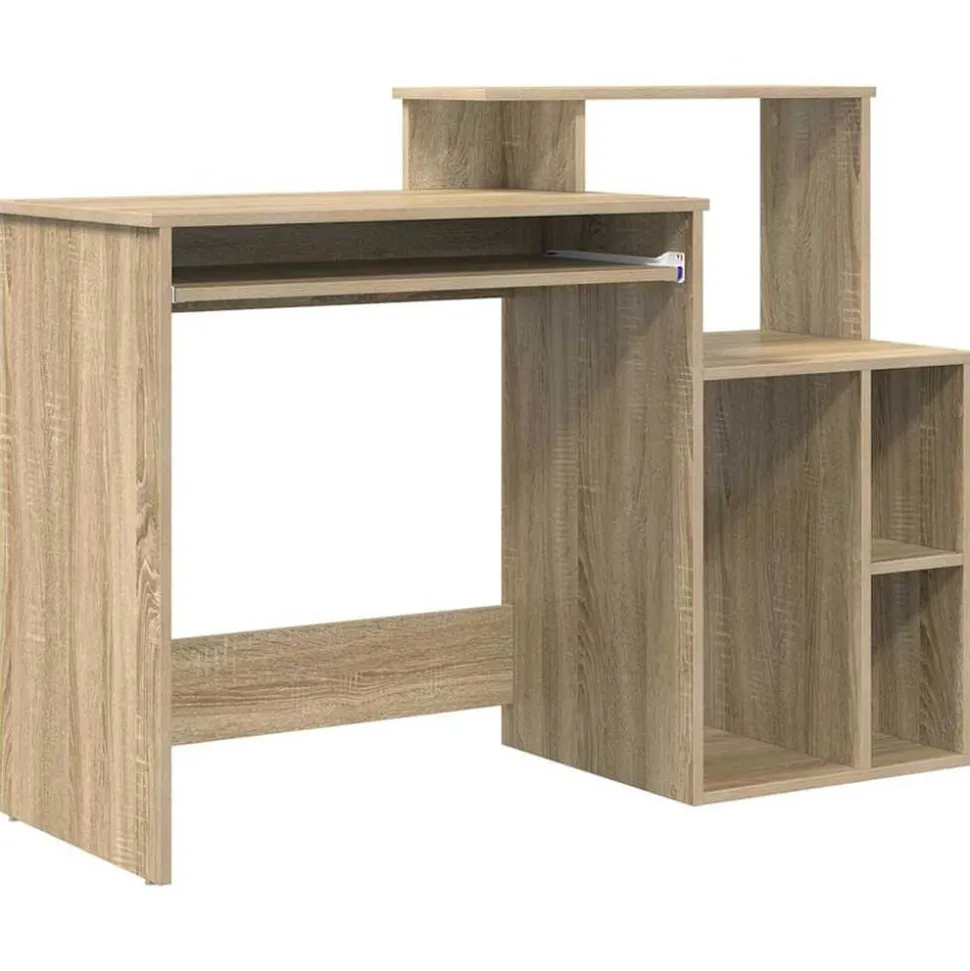vidaXL Bureau met lade Sonoma Eiken 120,5 x 44 x 88,5 cm Bewerkt hout