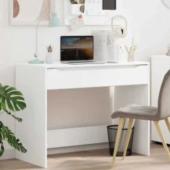 vidaXL Bureau met lade Wit 100 x 50 x 78 cm Geconstrueerd hout