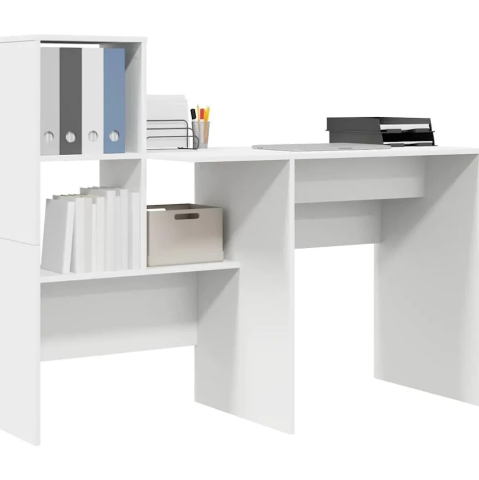 vidaXL Bureau met lade Wit 131,5 x 50 x 106,5 cm Bewerkt hout