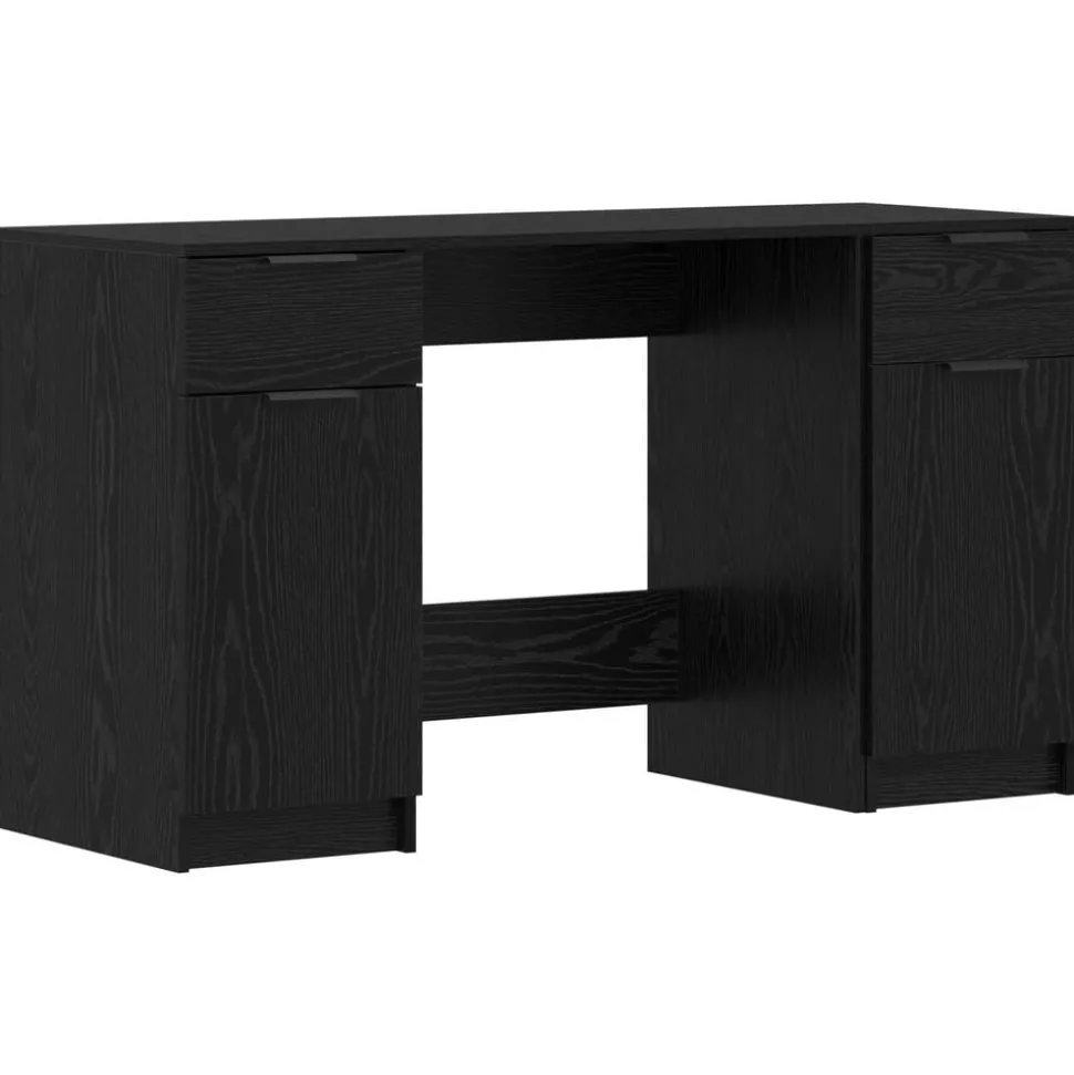 vidaXL Bureau met lade Zwart Eiken 133 x 50 x 75 cm Bewerkt hout