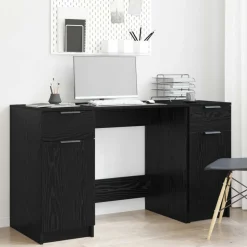 vidaXL Bureau met lade Zwart Eiken 133 x 50 x 75 cm Bewerkt hout