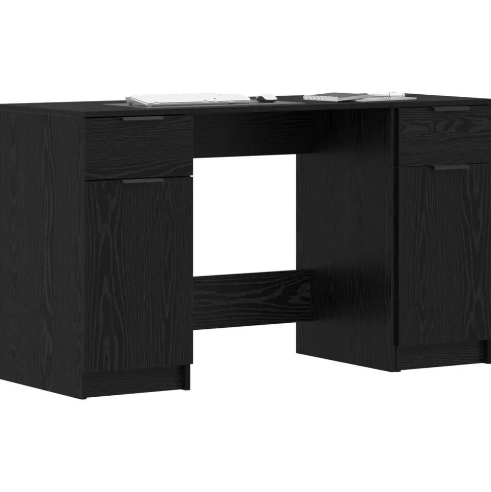 vidaXL Bureau met lade Zwart Eiken 133 x 50 x 75 cm Bewerkt hout