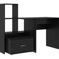 vidaXL Bureau met lade Zwart Eiken 131,5 x 50 x 106,5 cm Bewerkt hout