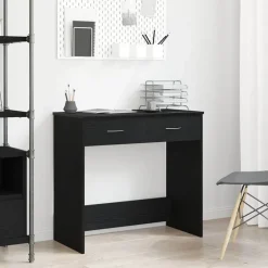 vidaXL Bureau met lade Zwart Eiken 80 x 40 x 75 cm Bewerkt hout