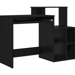 vidaXL Bureau met lade Zwart Eiken 120,5 x 44 x 88,5 cm Bewerkt hout