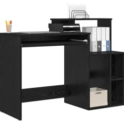 vidaXL Bureau met lade Zwart Eiken 120,5 x 44 x 88,5 cm Bewerkt hout