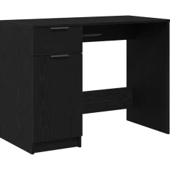 vidaXL Bureau met lade Zwart Eiken 100 x 50 x 75 cm Bewerkt hout