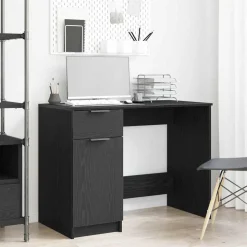 vidaXL Bureau met lade Zwart Eiken 100 x 50 x 75 cm Bewerkt hout
