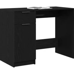 vidaXL Bureau met lade Zwart Eiken 100 x 50 x 75 cm Bewerkt hout