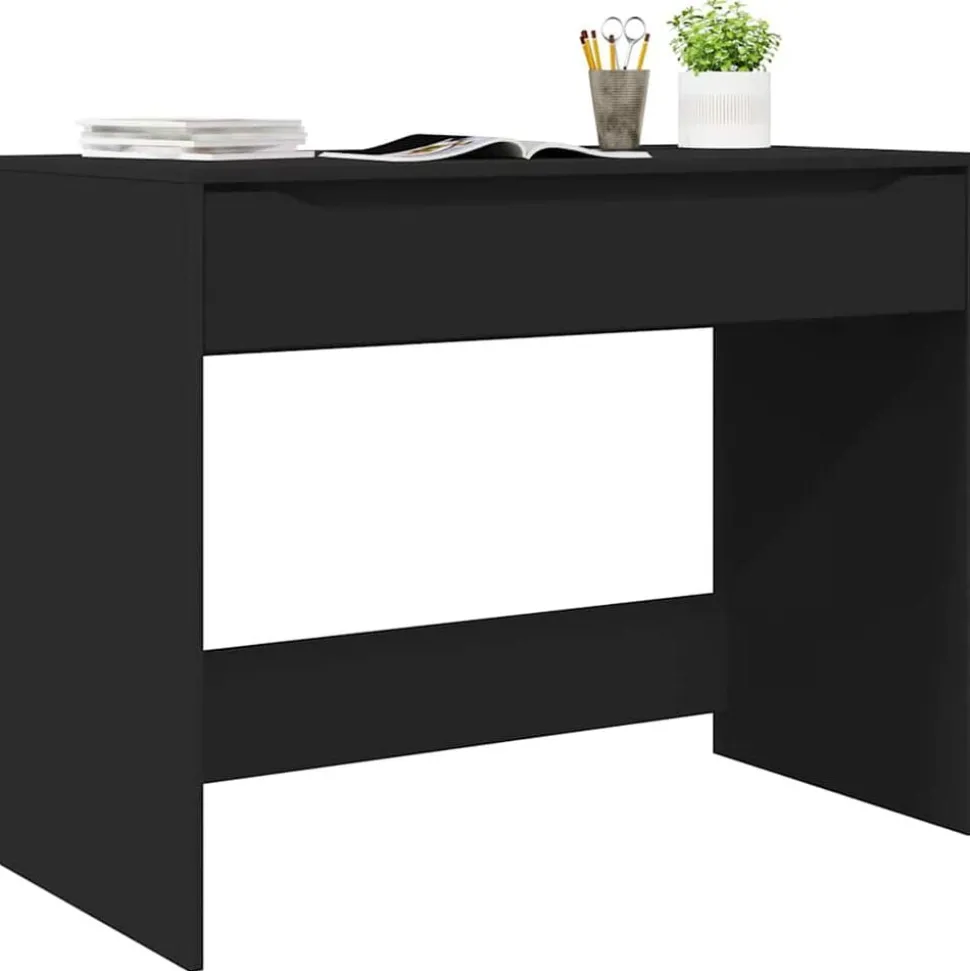 vidaXL Bureau met lade Zwart 100 x 50 x 78 cm Geconstrueerd hout