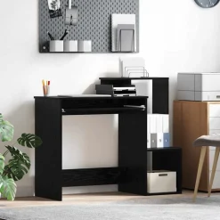 vidaXL Bureau met lade Zwart Eiken 106 x 41 x 88.5 cm Bewerkt hout